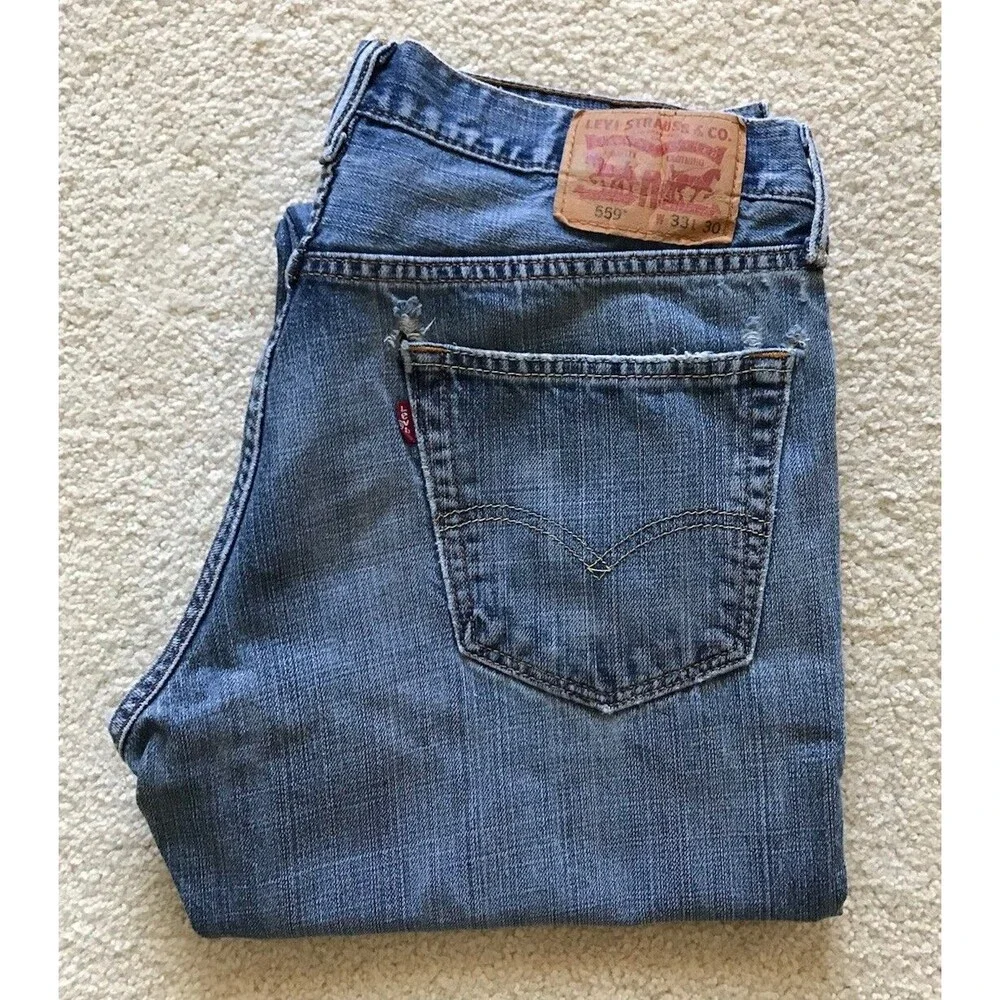 Vintage Levis 559 Jeans Mens 33x30 Blue Relaxed Fit Straight Leg Medium Denim